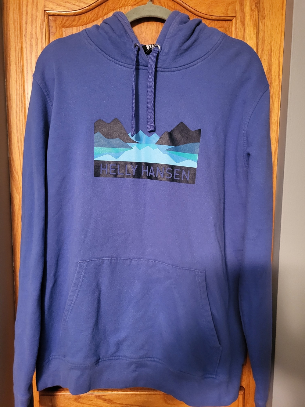 Helly Hansen Unisex Men’s XL Blue Pullover Hoodie Pockets Graphic Logo